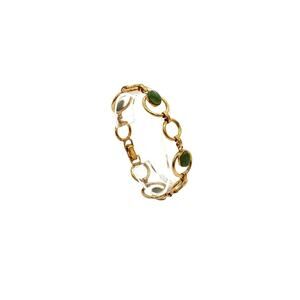 Vintage Signed 12K Gold Filled Van Dell Green Jade Open Circle Link Bracelet 7